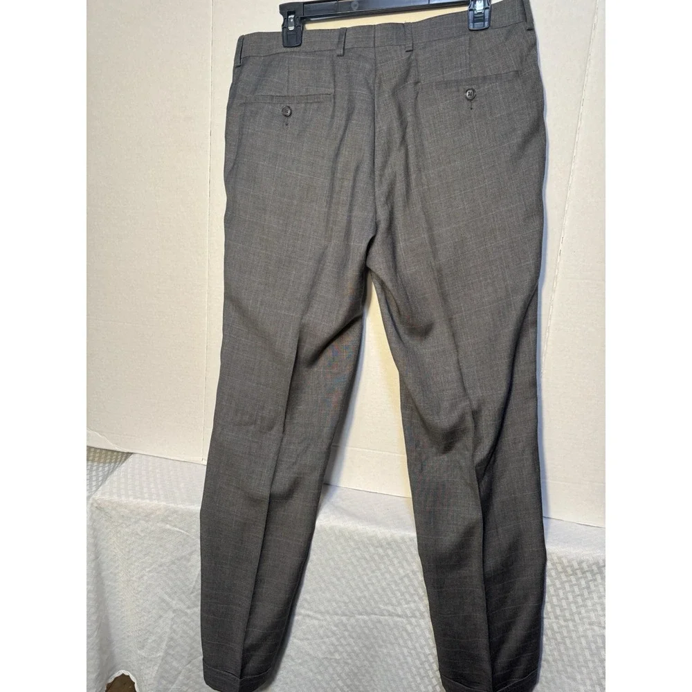 RALPH LAUREN Men's 34X 30 Gray Dress Pants Pleated‎ Cuffed Pre-owned Excellent - Picture 6 of 12